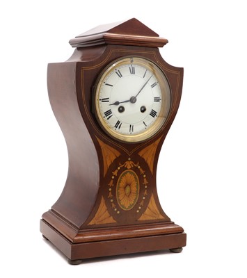 Lot 453 - An Edwardian inlaid mahogany mantel clock