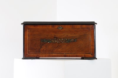 Lot 412 - A rare four-bells-in-sight rosewood and ebonised musical box