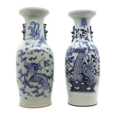 Lot 163 - A pair of Chinese blue and white porcelain vases