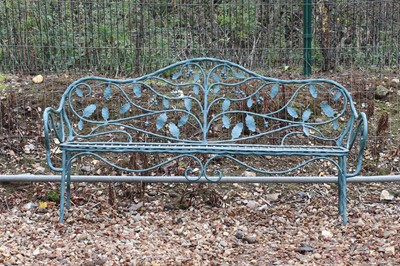 Lot 646 - A pair of wrought iron and steel garden benches