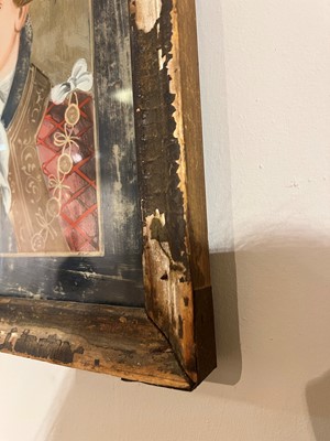 Lot 96 - Four reverse painted glass portraits