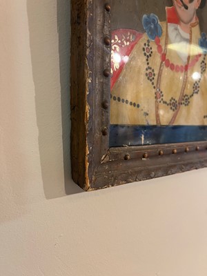 Lot 96 - Four reverse painted glass portraits