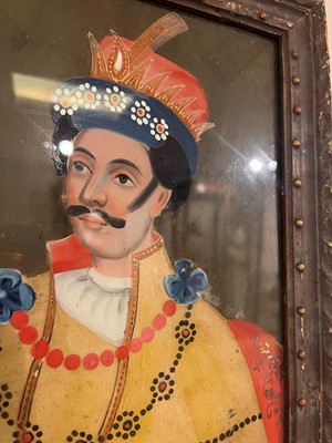 Lot 96 - Four reverse painted glass portraits