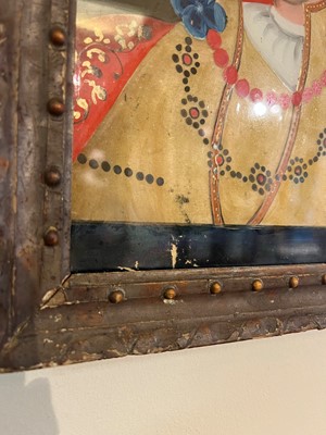 Lot 96 - Four reverse painted glass portraits