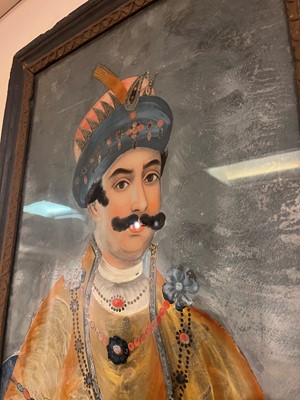 Lot 96 - Four reverse painted glass portraits