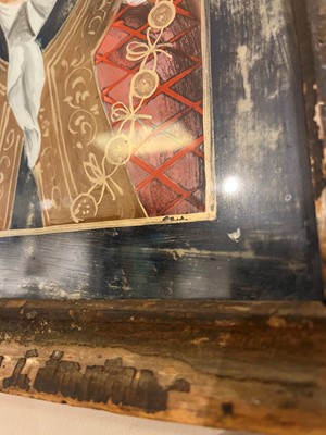 Lot 96 - Four reverse painted glass portraits