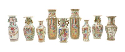 Lot 242 - A collection of Chinese Canton famille rose porcelain vases
