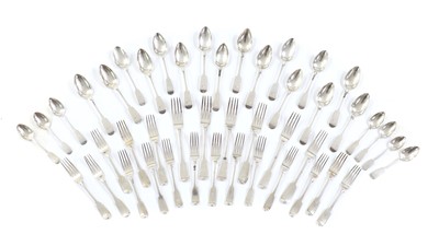 Lot 37 - A composed set of silver Fiddle pattern flatware