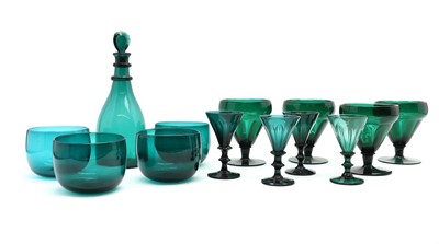 Lot 295 - A collection of Nailsea green glass