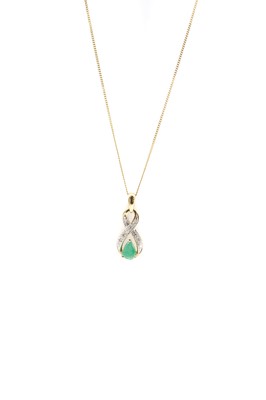 Lot 1515 - A gold emerald and diamond pendant