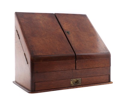 Lot 435 - A Victorian walnut stationery casket