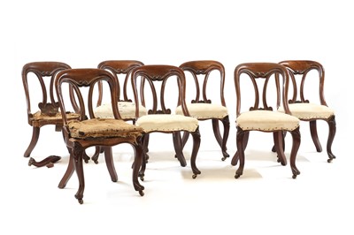 Lot 584 - A set of six victorian mahogany spoon-back dining chairs