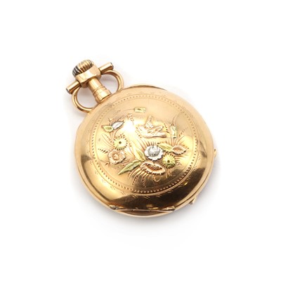 Lot 1403 - A French gold fob watch