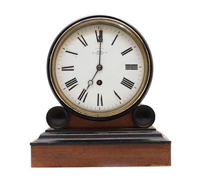 Lot 358 - A Victorian walnut cased drum head mantel timepiece