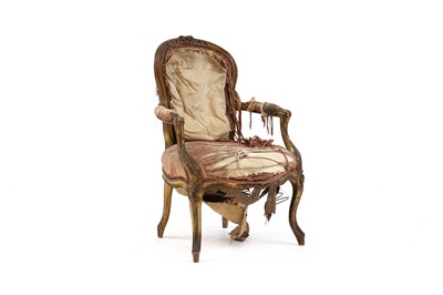 Lot 577 - A French Louis XV style fauteuil