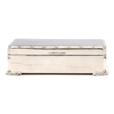 Lot 1366 - An Elizabeth II silver cigarette box, by Elkington & Co.