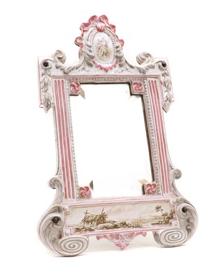 Lot 254 - An Emile Galle St Clement faience pottery easel back mirror