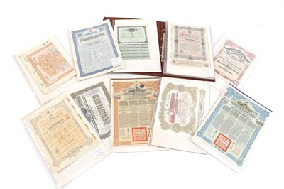 Lot 393 - A collection of old bonds and shares certificates