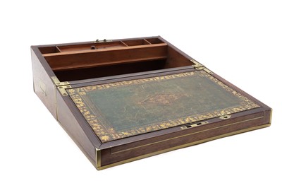 Lot 423 - A Regency rosewood and brass inlaid campaign writing slope