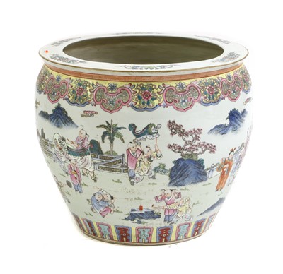 Lot 123 - A large Chinese famille rose fish bowl