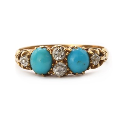 Lot 1006 - A Victorian 18ct gold diamond and turquoise ring