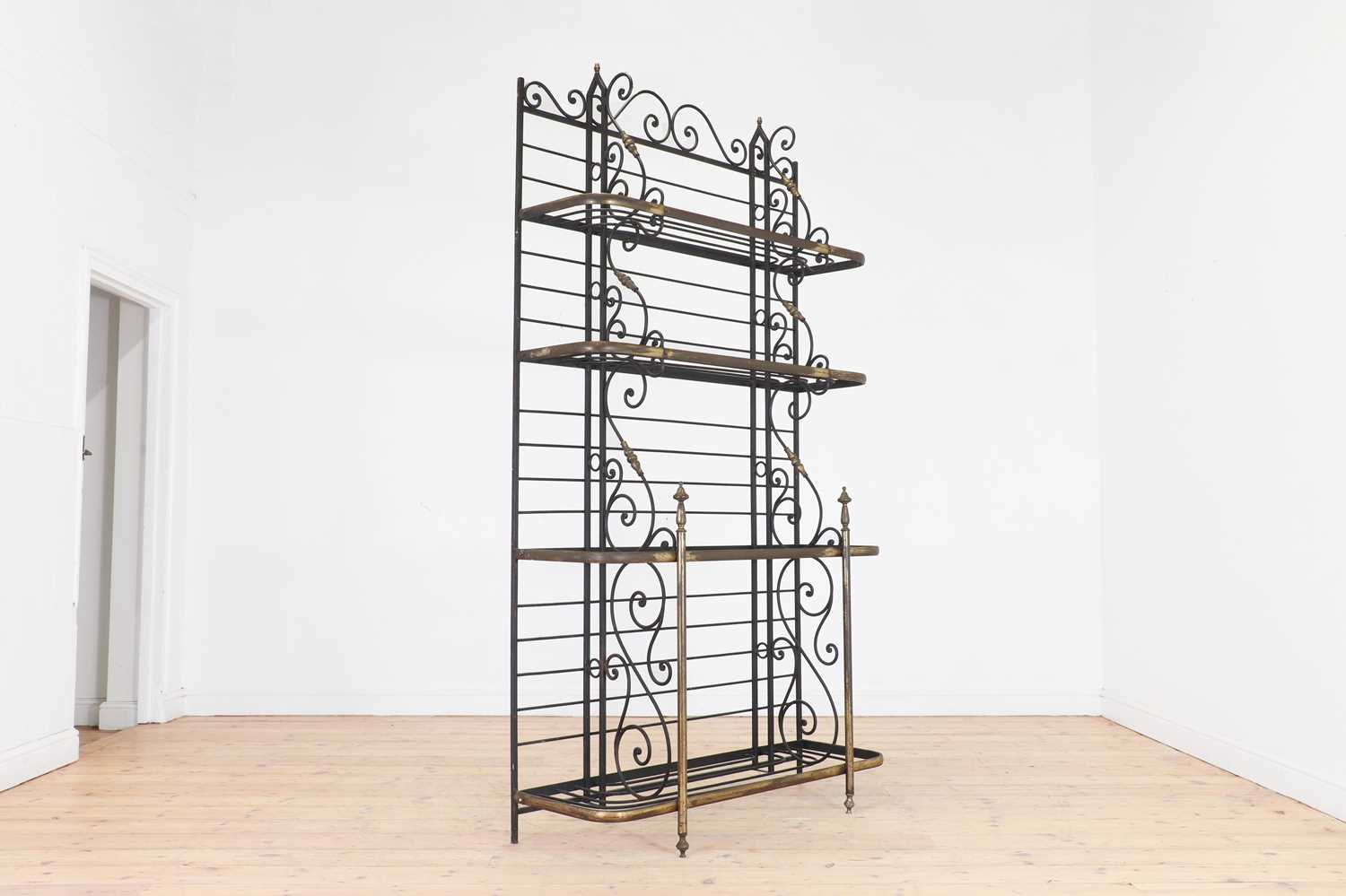 Lot 298 - A brass and wrought-iron baker's rack