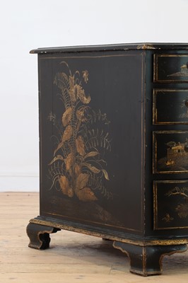 Lot 260 - A George II-style black-lacquered twin pedestal desk