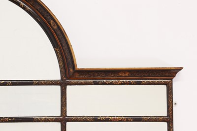 Lot 268 - A black-lacquered chinoiserie overmantel mirror