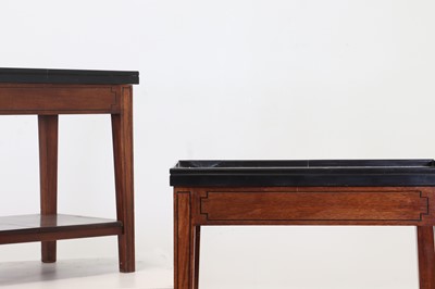 Lot 275 - A pair of marble and mahogany occasional tables