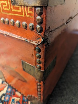 Lot 245 - An export painted leather and camphor trunk