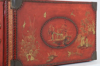 Lot 245 - An export painted leather and camphor trunk