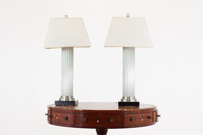 Lot 237 - A pair of metal column table lamps