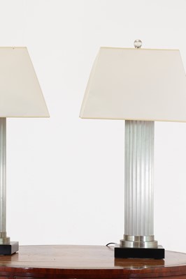 Lot 237 - A pair of metal column table lamps