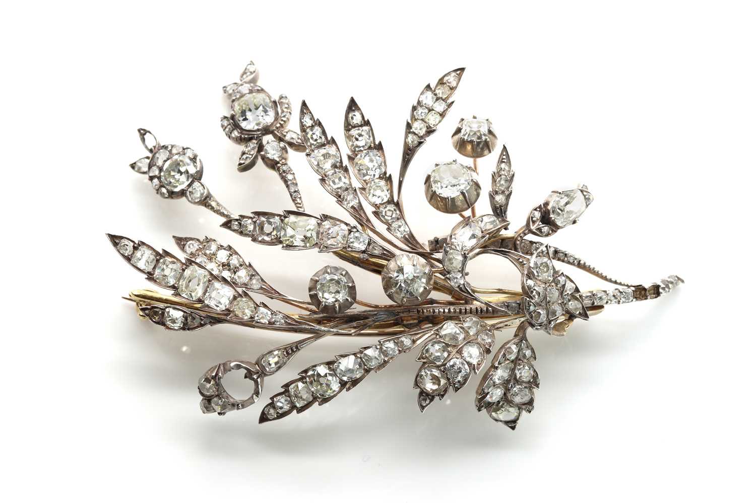 Lot 63 - An early Victorian diamond set spray brooch