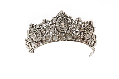 Lot 66 - An early Victorian silver and silver plated paste tiara