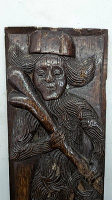 Lot 516 - A pair of carved oak Romayne panels