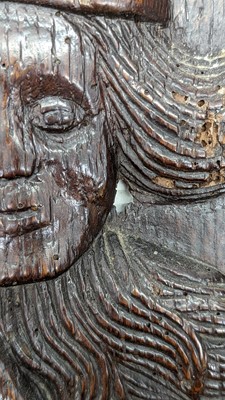Lot 516 - A pair of carved oak Romayne panels