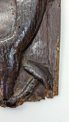 Lot 516 - A pair of carved oak Romayne panels