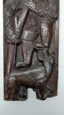 Lot 516 - A pair of carved oak Romayne panels