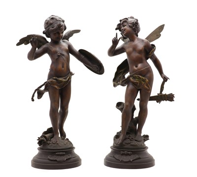 Lot 316 - A pair of spelter figures