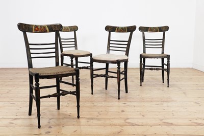 Lot 165 - A set of four black-lacquered salon chairs