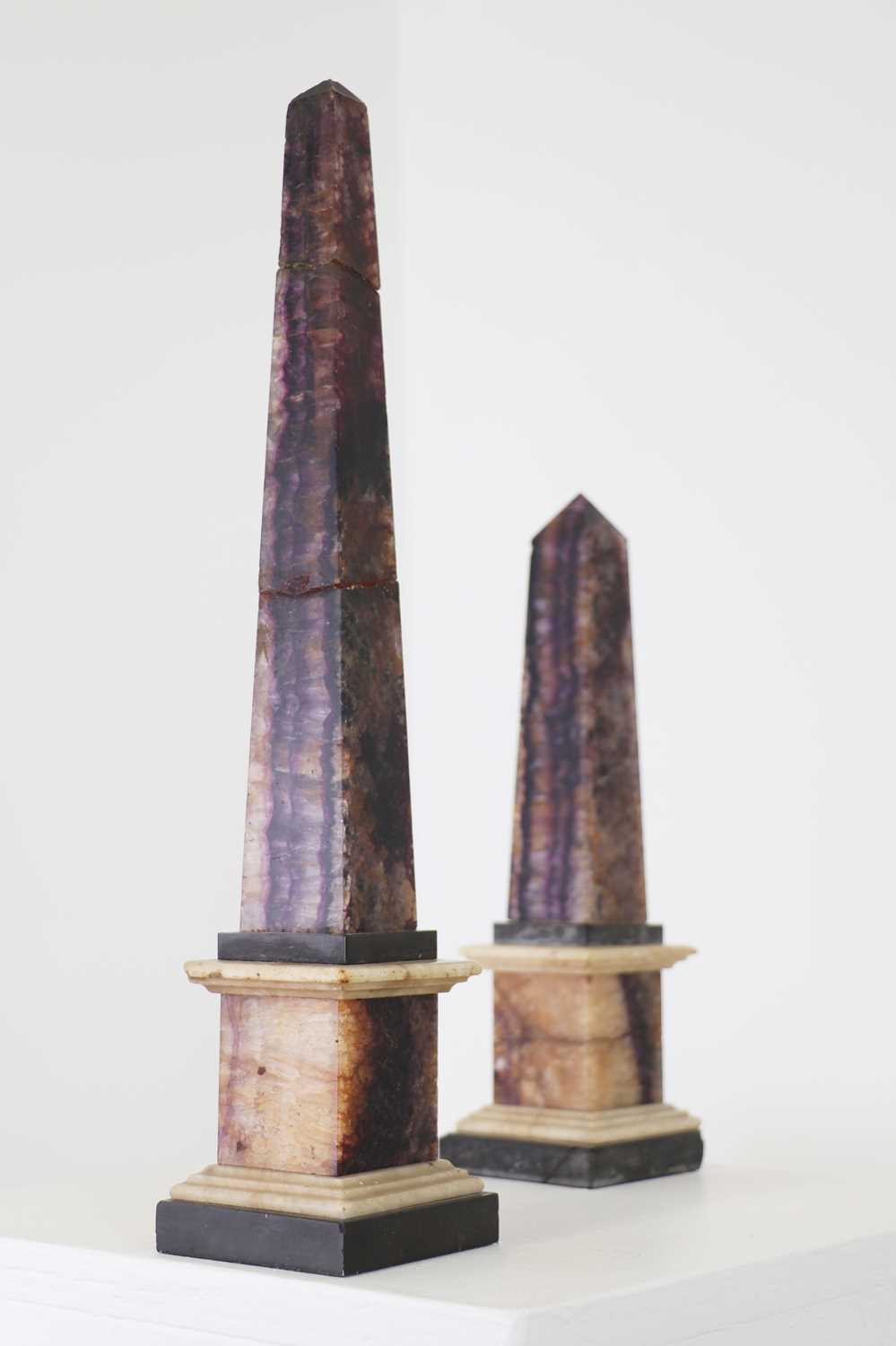 Lot 162 - Two Blue John or Derbyshire fluorspar obelisks