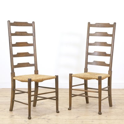 Lot 59 - A pair of Arts and Crafts oak side chairs