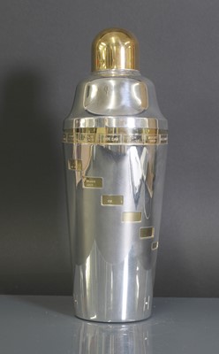 Lot 112 - A Napier silver-plated and gilt 'recipe' cocktail shaker