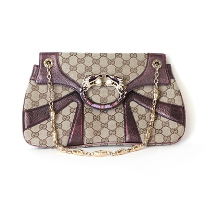 Lot 1468A - A Gucci canvas and leather dragon shoulder bag, by Tom Ford.