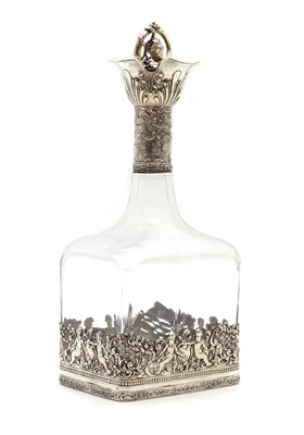 Lot 108 - A German silver and etched glass decanter