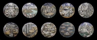 Lot 298 - Ten 'Città di Carte' (City of Cards) porcelain plates
