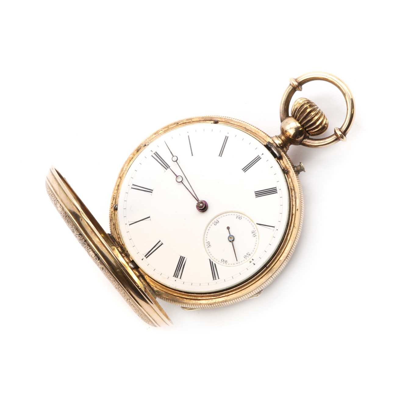 Lot 194 A gold Waltham key wind hunter pocket watch,
