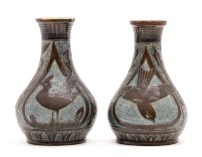 Lot 324 - A pair of C H Brannam 'Barum ware' pottery vases