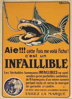 Lot 316 - An advertising poster for Infaillible fishing hooks